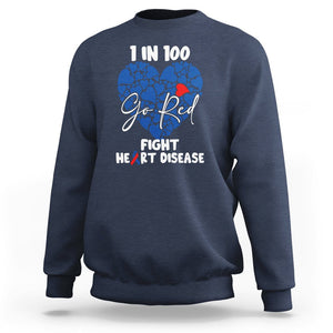 CHD Awareness Sweatshirt 1 in 100 Go Red Fight Heart Disease TS02 Navy Printyourwear