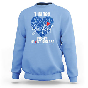 CHD Awareness Sweatshirt 1 in 100 Go Red Fight Heart Disease TS02 Carolina Blue Printyourwear