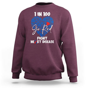 CHD Awareness Sweatshirt 1 in 100 Go Red Fight Heart Disease TS02 Maroon Printyourwear