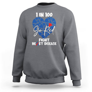 CHD Awareness Sweatshirt 1 in 100 Go Red Fight Heart Disease TS02 Charcoal Printyourwear