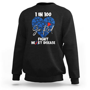 CHD Awareness Sweatshirt 1 in 100 Go Red Fight Heart Disease TS02 Black Printyourwear