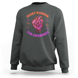 CHD Awareness Sweatshirt Brave Strong Resilient Heart Warrior TS02 Dark Heather Printyourwear