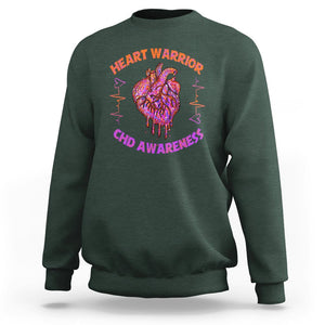 CHD Awareness Sweatshirt Brave Strong Resilient Heart Warrior TS02 Dark Forest Green Printyourwear