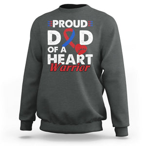 CHD Awareness Sweatshirt Dad Of A Heart Warrior Congenital Heart Defect Support TS02 Dark Heather Printyourwear