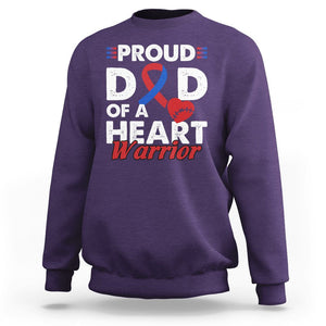 CHD Awareness Sweatshirt Dad Of A Heart Warrior Congenital Heart Defect Support TS02 Purple Printyourwear