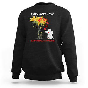 CHD Awareness Sweatshirt Faith Hope Love Support Heart Disease Awareness TS02 Black Printyourwear