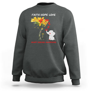 CHD Awareness Sweatshirt Faith Hope Love Support Heart Disease Awareness TS02 Dark Heather Printyourwear