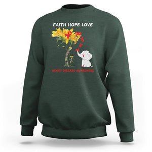 CHD Awareness Sweatshirt Faith Hope Love Support Heart Disease Awareness TS02 Dark Forest Green Printyourwear