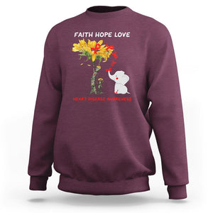 CHD Awareness Sweatshirt Faith Hope Love Support Heart Disease Awareness TS02 Maroon Printyourwear