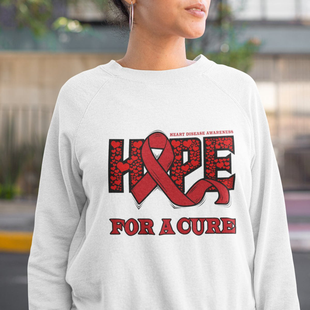 CHD Awareness Sweatshirt Hope For A Cure Heart Disease CHD Awareness Red Ribbon TS02 Printyourwear