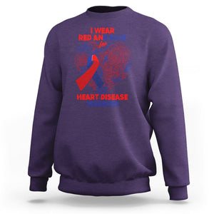 CHD Awareness Sweatshirt I Wear Red And Blue For Heart Disease Warrior CHD Month TS02 Purple Printyourwear