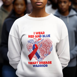 CHD Awareness Sweatshirt I Wear Red And Blue For Heart Disease Warrior CHD Month TS02 Printyourwear