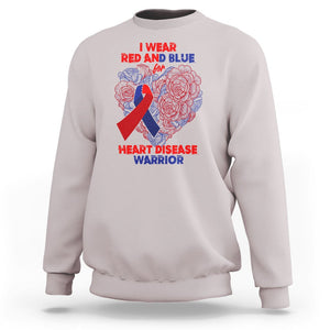 CHD Awareness Sweatshirt I Wear Red And Blue For Heart Disease Warrior CHD Month TS02 Ice Gray Printyourwear