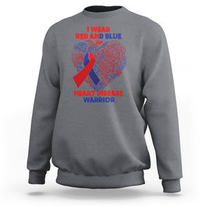 CHD Awareness Sweatshirt I Wear Red And Blue For Heart Disease Warrior CHD Month TS02 Charcoal Printyourwear