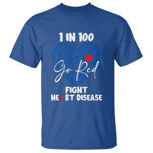 CHD Awareness T Shirt 1 in 100 Go Red Fight Heart Disease TS02 Royal Blue Printyourwear