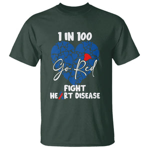 CHD Awareness T Shirt 1 in 100 Go Red Fight Heart Disease TS02 Dark Forest Green Printyourwear