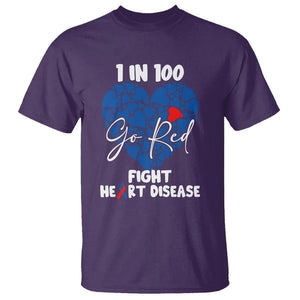 CHD Awareness T Shirt 1 in 100 Go Red Fight Heart Disease TS02 Purple Printyourwear