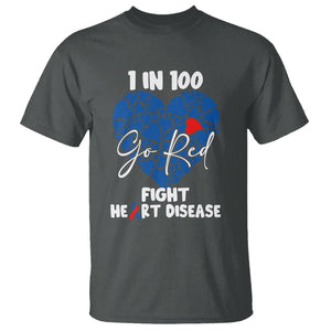 CHD Awareness T Shirt 1 in 100 Go Red Fight Heart Disease TS02 Dark Heather Printyourwear