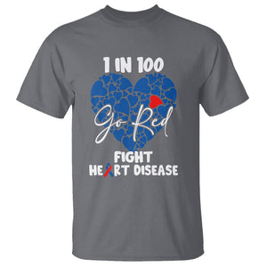 CHD Awareness T Shirt 1 in 100 Go Red Fight Heart Disease TS02 Charcoal Printyourwear