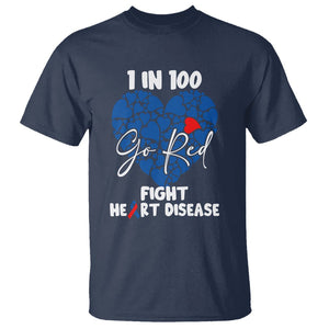 CHD Awareness T Shirt 1 in 100 Go Red Fight Heart Disease TS02 Navy Printyourwear