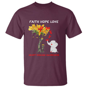 CHD Awareness T Shirt Faith Hope Love Support Heart Disease Awareness TS02 Maroon Printyourwear