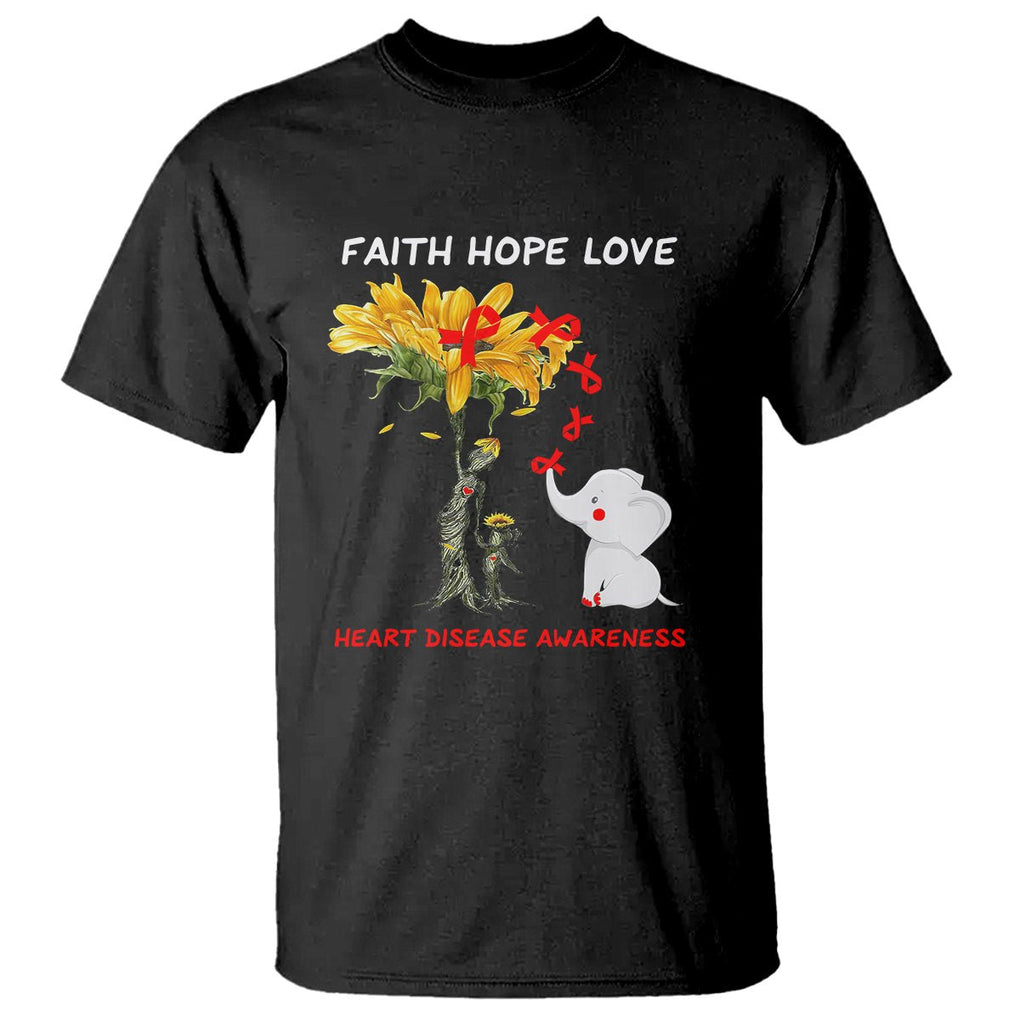 CHD Awareness T Shirt Faith Hope Love Support Heart Disease Awareness TS02 Black Printyourwear