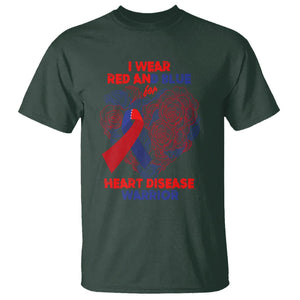 CHD Awareness T Shirt I Wear Red And Blue For Heart Disease Warrior CHD Month TS02 Dark Forest Green Printyourwear