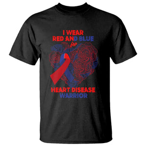 CHD Awareness T Shirt I Wear Red And Blue For Heart Disease Warrior CHD Month TS02 Black Printyourwear