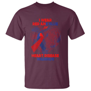 CHD Awareness T Shirt I Wear Red And Blue For Heart Disease Warrior CHD Month TS02 Maroon Printyourwear