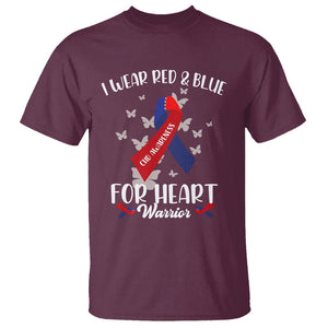 CHD Awareness T Shirt In February I Wear Red And Blue For Heart Warriors TS02 Maroon Printyourwear