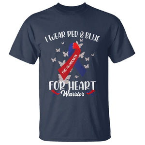 CHD Awareness T Shirt In February I Wear Red And Blue For Heart Warriors TS02 Navy Printyourwear