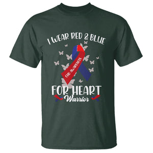 CHD Awareness T Shirt In February I Wear Red And Blue For Heart Warriors TS02 Dark Forest Green Printyourwear