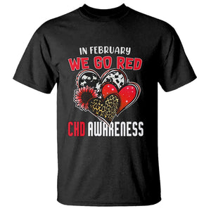 CHD Awareness T Shirt In February We Go Red Support Heart Disease Warrior TS02 Black Printyourwear