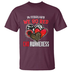 CHD Awareness T Shirt In February We Go Red Support Heart Disease Warrior TS02 Maroon Printyourwear