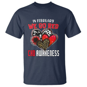 CHD Awareness T Shirt In February We Go Red Support Heart Disease Warrior TS02 Navy Printyourwear