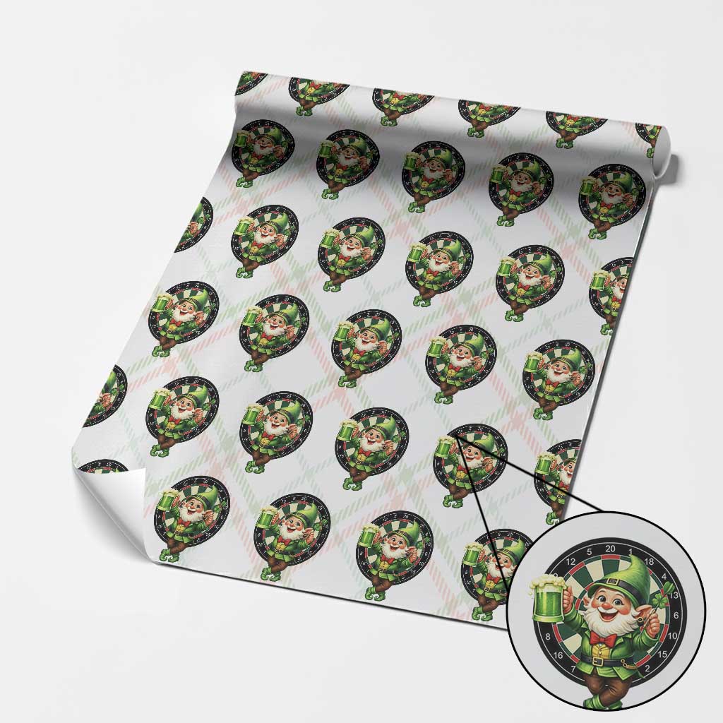 Cheerful Gnome Playing Darts Wrapping Paper Roll St Patricks Day Gift TS12 Christmas Plaid Print Your Wear