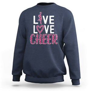 Cheerleading Sweatshirt Live Love Cheer Girl Pink Leopard Cheerleader TS02 Navy Printyourwear