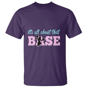 Cheerleading T Shirt All About That Base Cheerleader Cheer Girls TS02 Purple Printyourwear