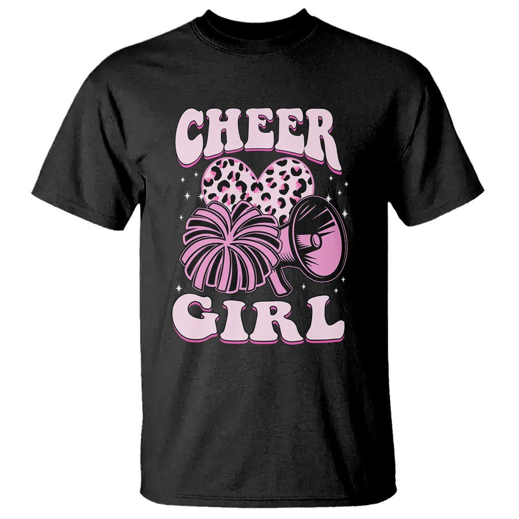 Cheerleading T Shirt Cheer Girl Pink Leopard Cheerleader TS02 Black Printyourwear