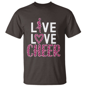 Cheerleading T Shirt Live Love Cheer Girl Pink Leopard Cheerleader TS02 Dark Chocolate Printyourwear