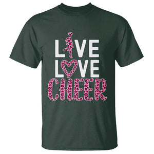 Cheerleading T Shirt Live Love Cheer Girl Pink Leopard Cheerleader TS02 Dark Forest Green Printyourwear