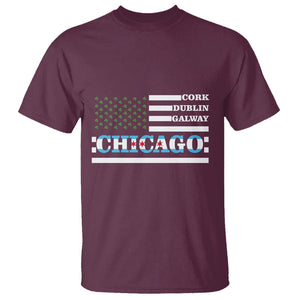 Chicago St Patrick's Day T Shirt Cork Dublin Galway South Side Irish Flag TS02 Maroon Printyourwear