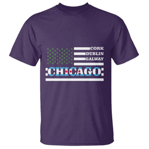 Chicago St Patrick's Day T Shirt Cork Dublin Galway South Side Irish Flag TS02 Purple Printyourwear