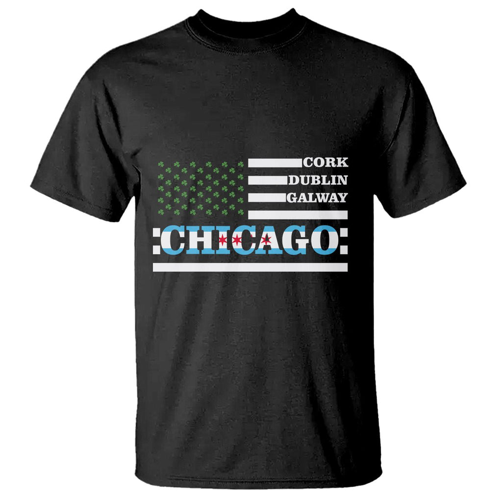 Chicago St Patrick's Day T Shirt Cork Dublin Galway South Side Irish Flag TS02 Black Printyourwear