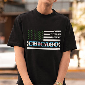 Chicago St Patrick's Day T Shirt Cork Dublin Galway South Side Irish Flag TS02 Printyourwear