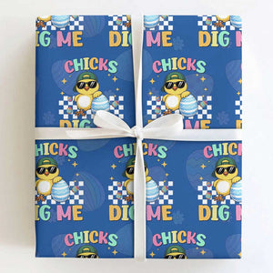 Chicks Dig Me Wrapping Paper Roll Funny Easter Chick TS14 Royal Blue Print Your Wear