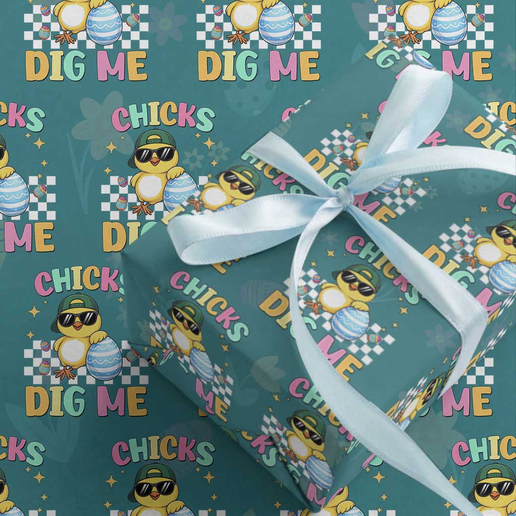 Chicks Dig Me Wrapping Paper Roll Funny Easter Chick TS14 Teal Print Your Wear