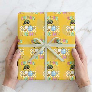 Chicks Dig Me Wrapping Paper Roll Funny Easter Chick TS14 Yellow Print Your Wear