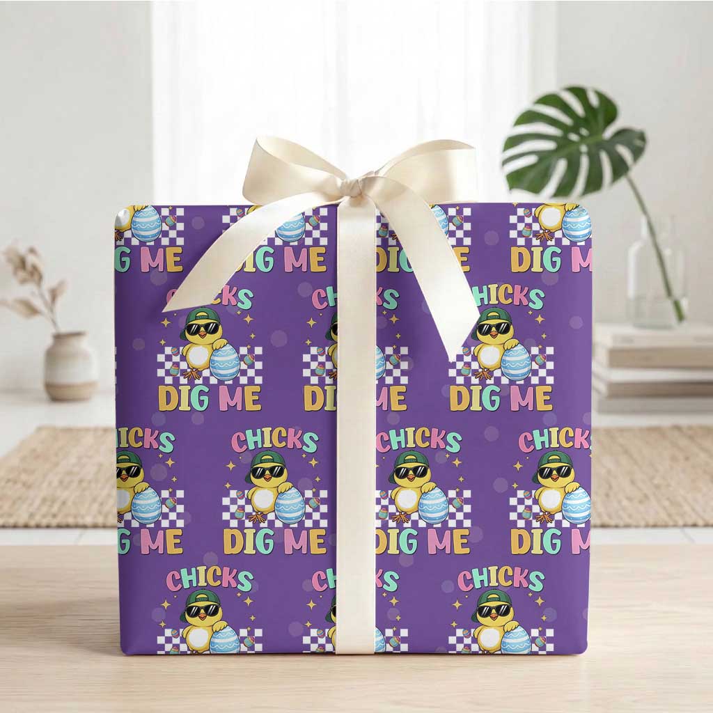 Chicks Dig Me Wrapping Paper Roll Funny Easter Chick TS14 Purple Print Your Wear