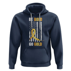 Childhood Cancer Awareness Hoodie Childhood Be Bold Go Gold US Flag TS02 Navy Printyourwear